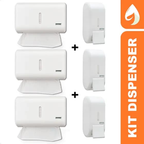 Kit 3 Porta Papel Toalha 3 Saboneteira/Alcool Gel Dispenser Urban Compacto Premisse