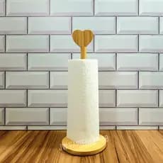 Suporte Porta Papel Toalha Em Bambu Cozinha Bancada Decor