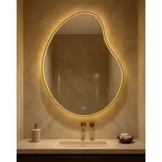 Espelho Orgânico Com Moldura - 60x80cm - Led Quente E BotãoTouch