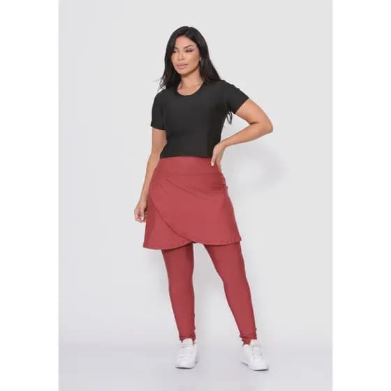 Calça Saia Moda Evangélica Fitness Modesta Exercícios Caminhadas Funcional