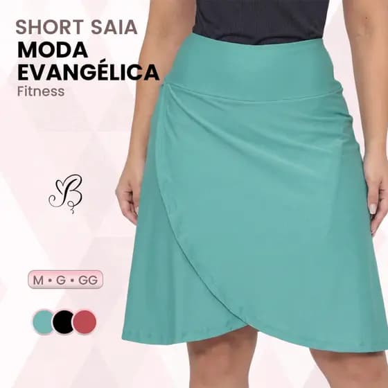 Short Saia Moda Evangélica Fitness Modesto Caminhada Exercício