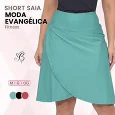 Short Saia Moda Evangélica Fitness Modesto Caminhada Exercício