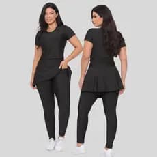 Conjunto Fitness Moda Evangelica Com Bolso Legging e Top