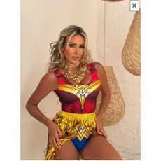body maio estampas temáticas Carnaval Fantasia  Festa Azul body carnaval fantasia carnaval Mulher Maravilha body MM