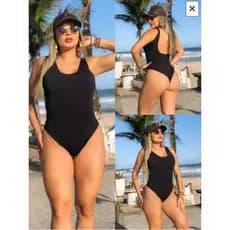 Body Maiô Preto com Elástico nas Costas Body Maiô Preto Com Elástico Nas Costas Moda Praia