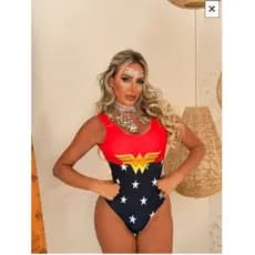 body maio estampas temáticas Carnaval Fantasia Festa Mulher Maravilha body carnaval fantasia carnaval body feminino