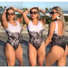 Body Maiô Elástico com estampa de flor de inverno body maio body maio feminino praia maio estampado