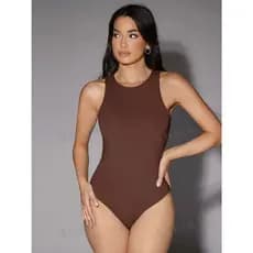 Body Feminino Suplex Decote Redondo  Nadador Casual Básico Forro Duplo Alça Grossa Festas Carnaval