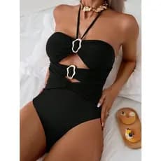 Body Maiô Tomara Que Caia Feminino Com Bojo Bory Sem Alça Frente Única Argola Dourada Premium
