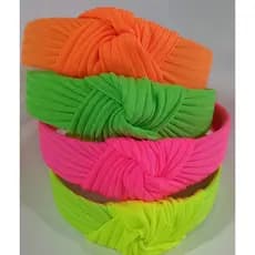 Tiara Nó Tecido Canelado Cores Neon Kit Revenda 12 Unidades Queridinhas das Blogueiras Tendências da Moda