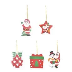 Enfeites De Natal Decorar Árvore Dupla Face Pendentes Kit 5