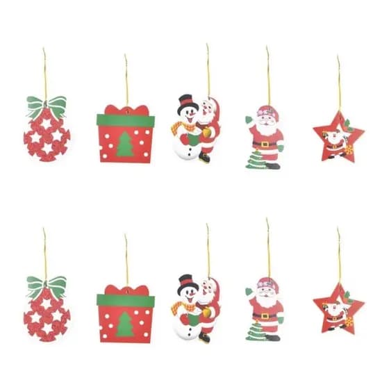 Enfeites De Natal Decorar Árvore Dupla Face Pendentes Kit 10