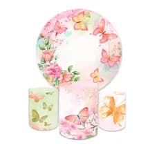 Kit Capa Painel Redondo + Trio de Cilindros Borboletas Jardim