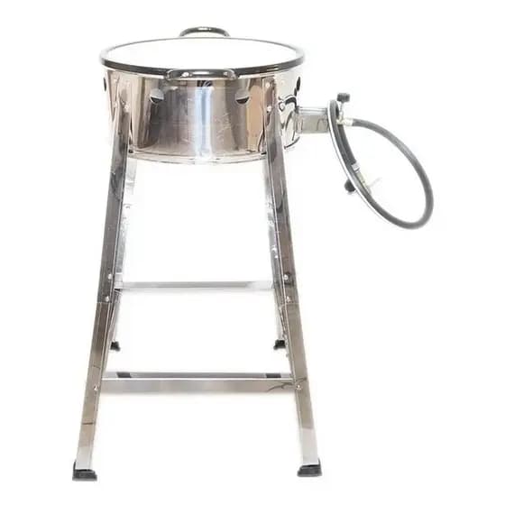Fritador Fogão Pasteleiro Inox Com Tacho N16 Batata Acarajé Pastel + Mangueira e Registro