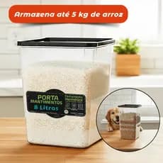 1 Pote Hermético 8 Litros Transparente Tampa 100% Vedação - Armário Dispensa Alimentos Cozinha
