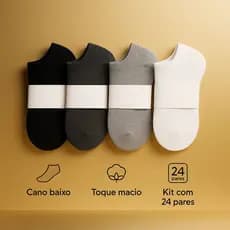 Kit Com 24 Pares de Meias Soquete Cano Curto Masculina Varejo