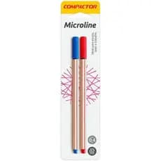 Canetas Microline 2 Unidades no Kit Vermelha e Azul 0.4mm