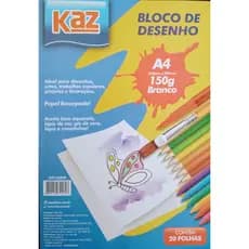 Bloco de Desenho com 20 Folhas A4 Branco