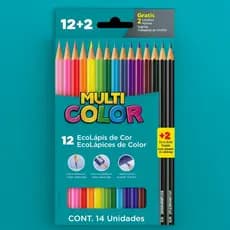 Ecolápis Multicolor 12 Cores + 2 Ecolápis Grafite Lápis de Cor