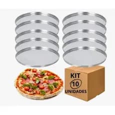 Kit 10 Formas De Pizza Alumínio Assadeira Com Borda