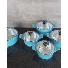 Jogo de panelas diamantado azul turquesa 5 panelas