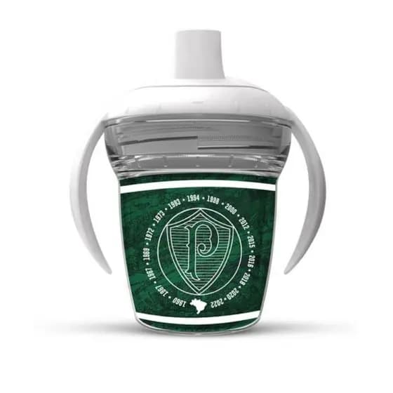 Copo Infantil Transição Palmeiras Oficial Rosa 170 ML Antivazamento