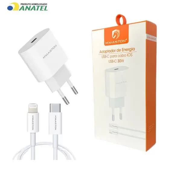 Carregador Turbo 30w Lightning IOS USB-C Fonte E Cabo para X XR SE 11 12 13 14 PRO MAX ENVIO RÁPIDO