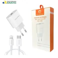Carregador Turbo 30w Lightning IOS USB-C Fonte E Cabo para X XR SE 11 12 13 14 PRO MAX ENVIO RÁPIDO