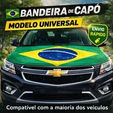 Bandeira para Capô de Carro Universal Brasil 150x100 cm com Elástico Ajustável