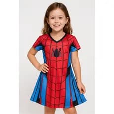 Vestido Fantasia menina Infantil Super Heróis Festa Aniversario, festa escolar Mulher Aranha
