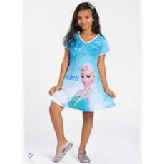 Vestido Menina Infantil Tematico Simples Basico Frozen com mascara de Tecido