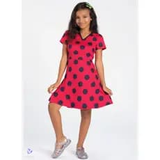 Vestido Menina Infantil Tematico Simples Basico Joaninha com mascara de Tecido