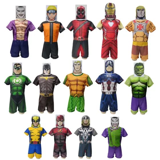 Fantasia infantil menino com Mascara Herois Festa, Halloween, Aniversário | Envio Imediato