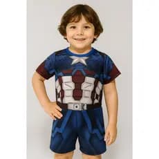 Fantasia infantil menino com Mascara, Heroi Capitão America Festa, Aniversário, Envio imediato