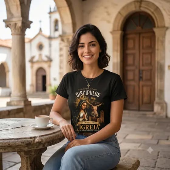 Camiseta Católica Discípulos Com Cristo Igreja Algodão Premium DTF