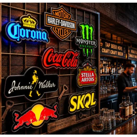 Luminoso LED Premium Barzinho & Churrasco | Placas Decorativas das Marcas Mais Famosas