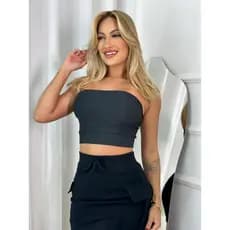 Cropped Top Tomara que Caia Top Faixa com Bojo no Tecido Suplex Tendencia