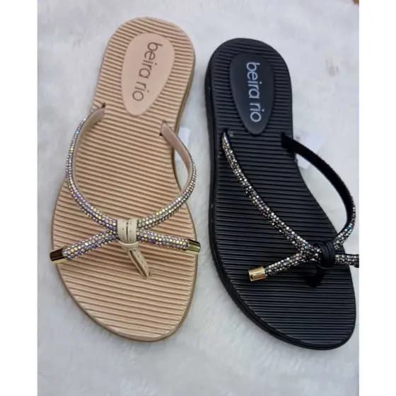 Chinelo feminino Beira Rio confortavel solado eva detalhes em strass ref: 8395.227