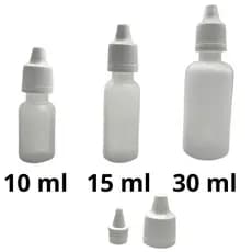 25 unidades Frasco Plástico  - Conta Gotas Tampa e Lacre de 30 ml / 15 ml e 10 ml