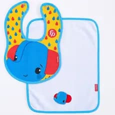 Kit Papinha Elefante 2 pecas Babador e toalha de boca bordada - Fisher Price