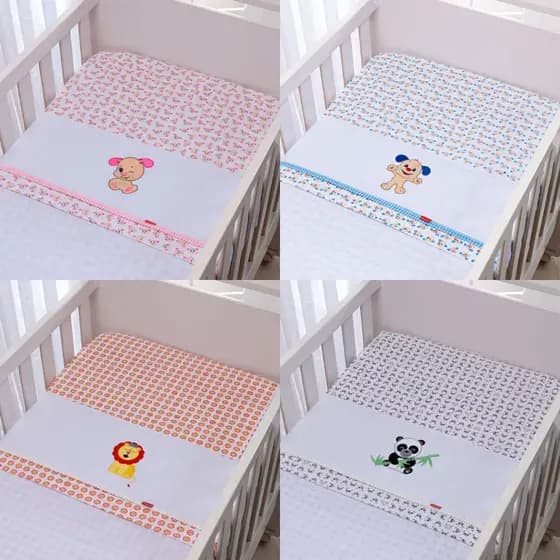 Jogo de Lençol com 3 peças para Berço Americano Fisher-Price com estampa bordado