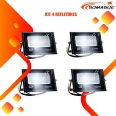 Kit 4 Refletor Led 100w Smd Prova D´água Ip67 Holofote 6500k