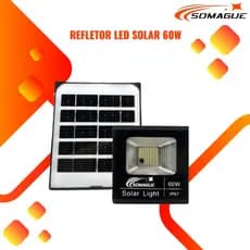 Refletor Led Solar 60w Holofote Prova D'água Ip67 Branco Frio