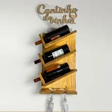 Mini adega/suporte de vinho com plaquinha cantinho do Vinho