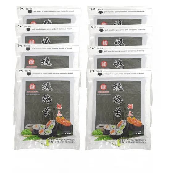 Alga Nori Para Sushi Temaki Fukumatsu 50 folhas (Kit com 8)