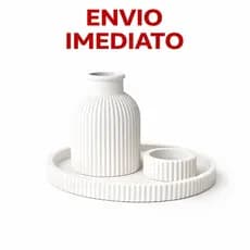 Conjunto Decorativo Vaso + Porta Vela + Bandeja