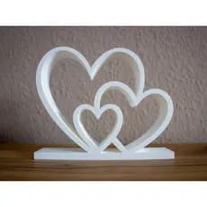Escultura de amor moderna - 3 Corações