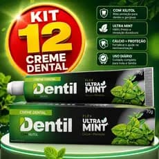 Kit 12 Creme Dental Dentil Ultra Mint Refrescante Sem Flúor Com Xilitol Vegano