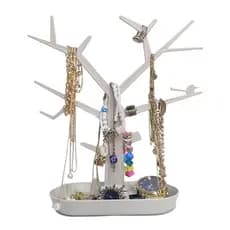 Kit 3 Porta Joia em Formato de Árvore Plástico Relógio Pulseira Brinco