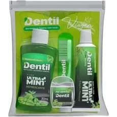 Kit Viagem Ultra Mint Verde Creme Dental 30g + Escova + Fio Dental 25m + Enxaguante Bucal 30ml